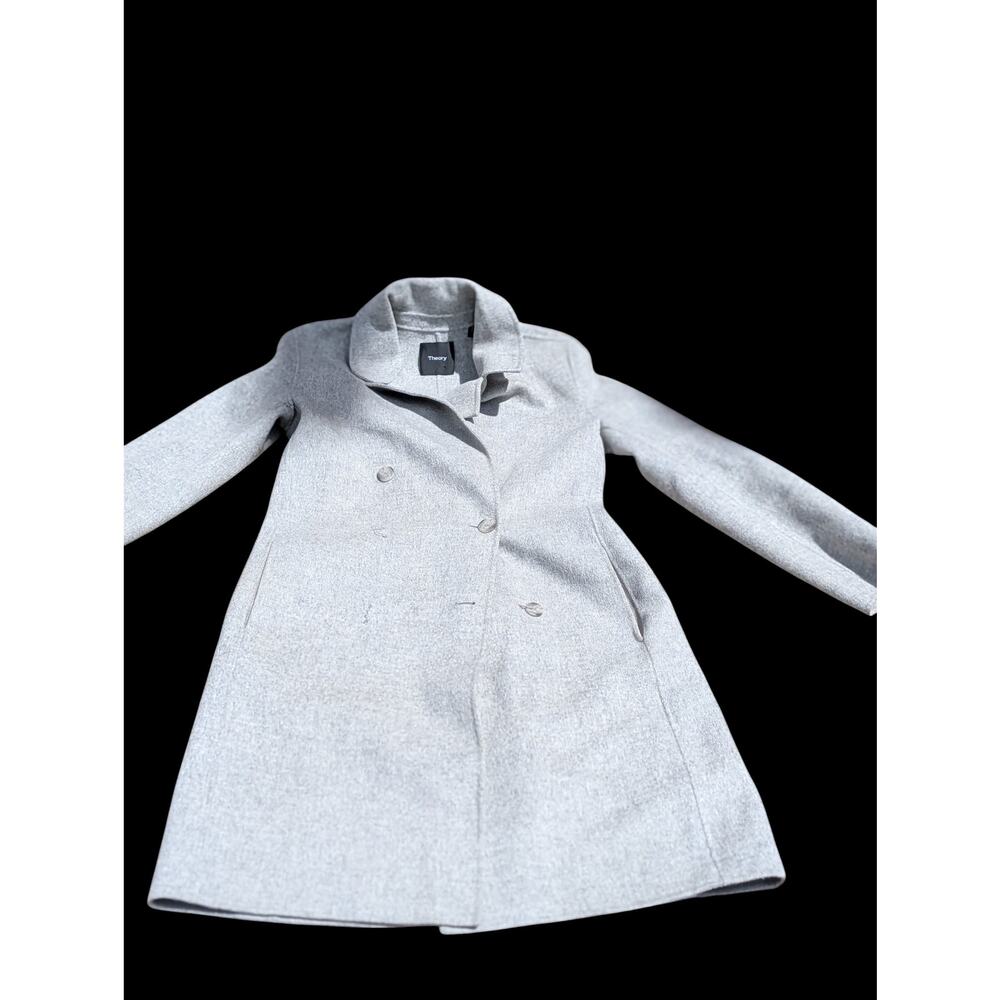 Women's Double Breasted Gray Wool Blend Coat Size Medium